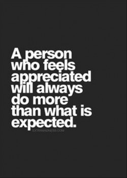 A person who feels appreciated will always do more than what is expected