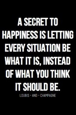 A secret to happiness is letting every situation be what it is, instead of what you think it sho ...