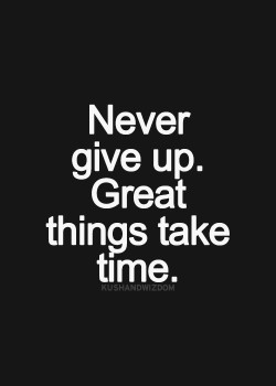 Never give up. Great things take times.