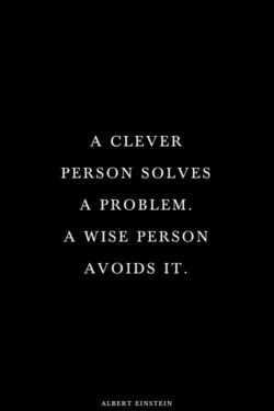 A clever man solves a problem. A wise person avoids it.