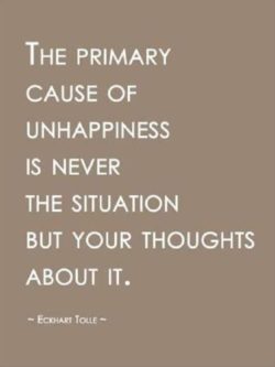 The primary cause of unhappiness is never the situation, but your thoughts about it