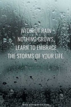 Without rain, nothing grows. Learn to embrace the storms of your life.