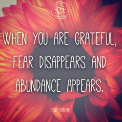 When you are grateful, fear disappears and abundance appears.