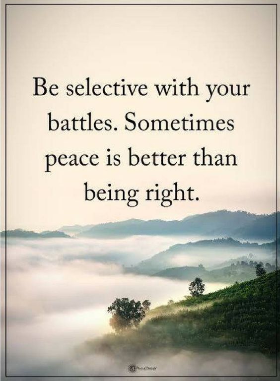 Be selective with your battles. Sometimes peace is better than being